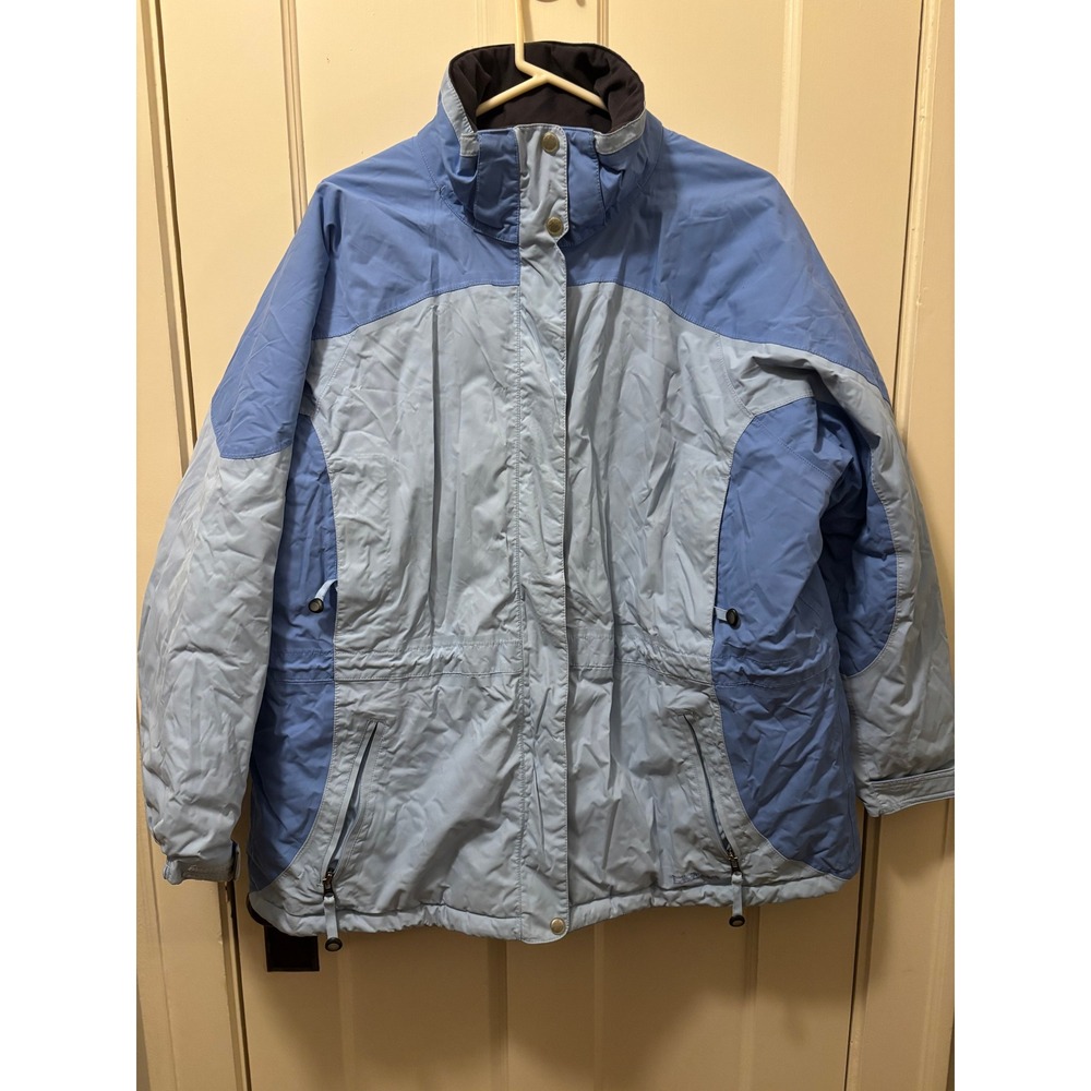 LL Bean Womens 2X Blue Colorblock Insulated Winter Parka Jacket OPH17